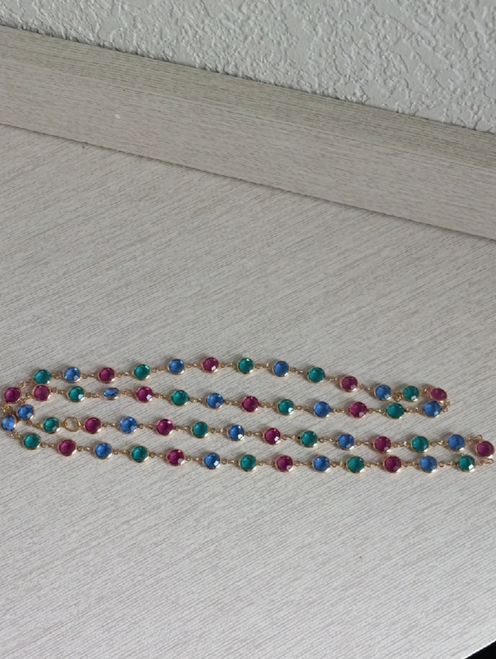 Swarovski Vintage Multi Colored Bezel Set Crystal Necklace Rainbow 18 Inches